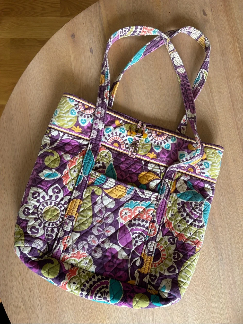 Vera Bradley Purple Quilted Floral Tote with Multicolor Accents
